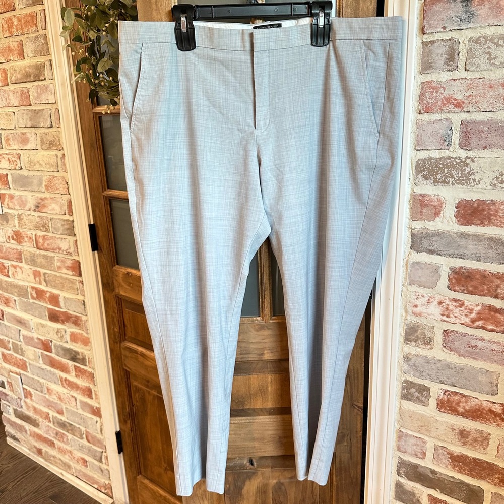 Banana Republic Women 20W 42x29 Ryan Light Grey Sharkskin Wool Blend Dress Pants